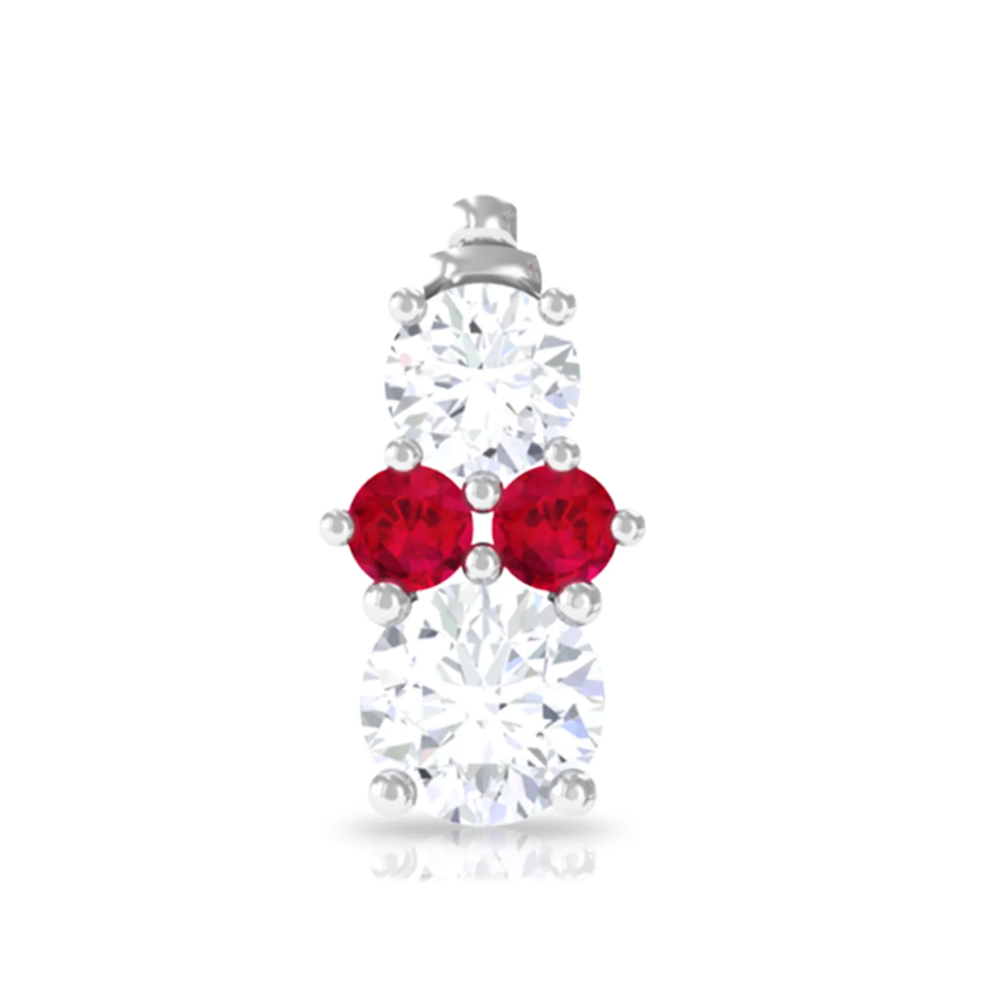 Cute Snowman Tragus Earring with Created Ruby and Moissanite