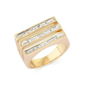 Dazzling Baguette Diamond Signet Ring