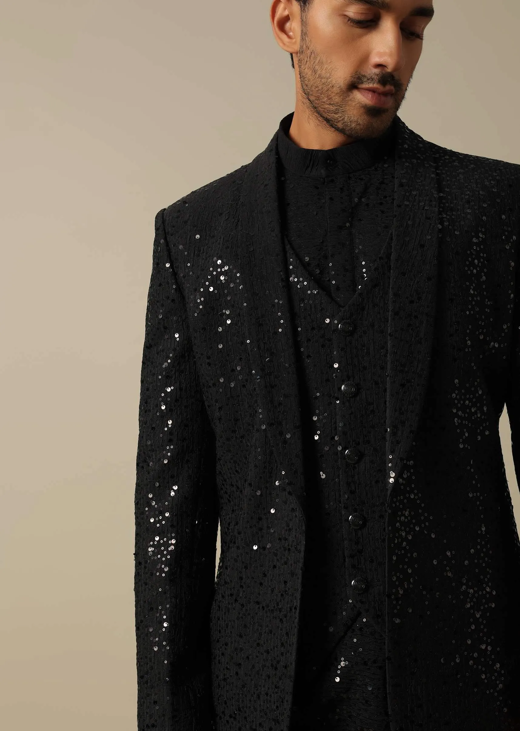Dazzling Black Indowestern Set