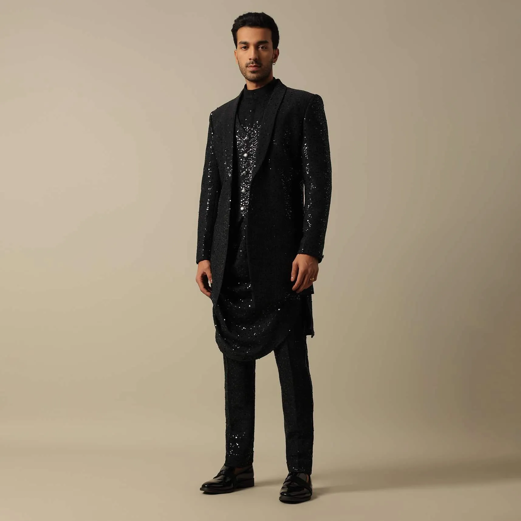 Dazzling Black Indowestern Set