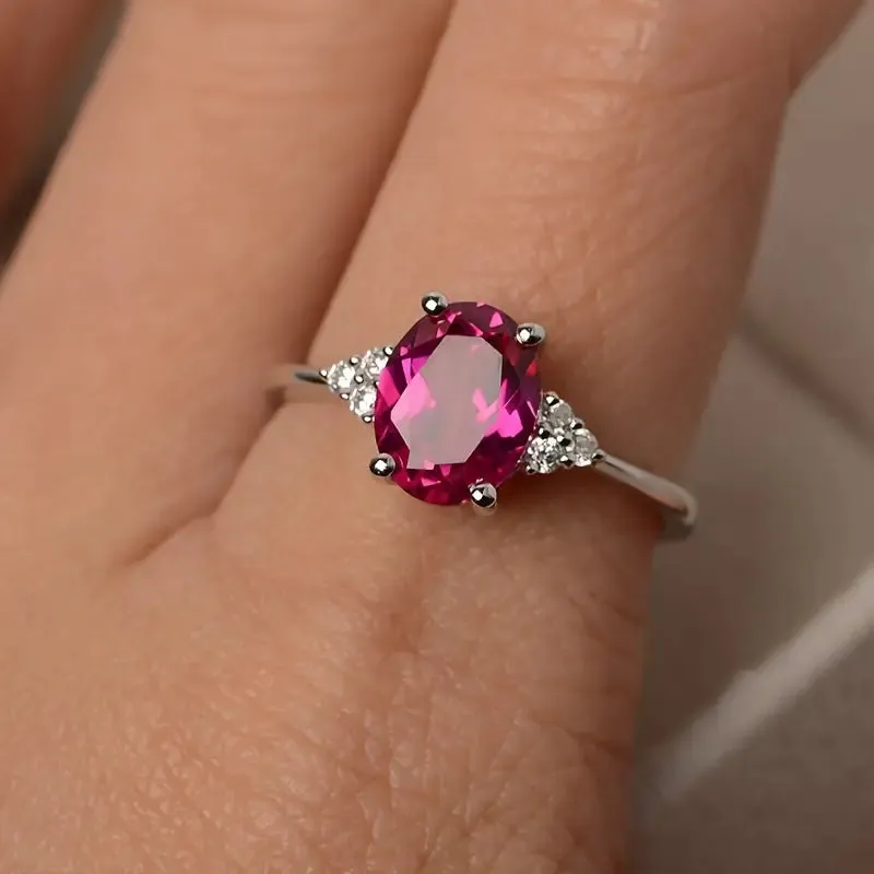 Dazzling Elegant Rose Red Zirconia Promise Ring