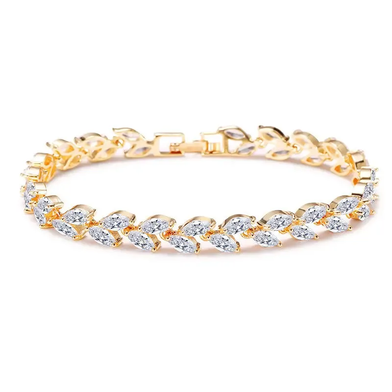 Dazzling Leaf-Shaped Tennis Bracelet