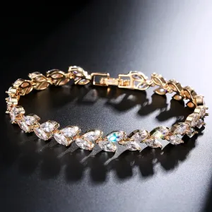 Dazzling Leaf-Shaped Tennis Bracelet