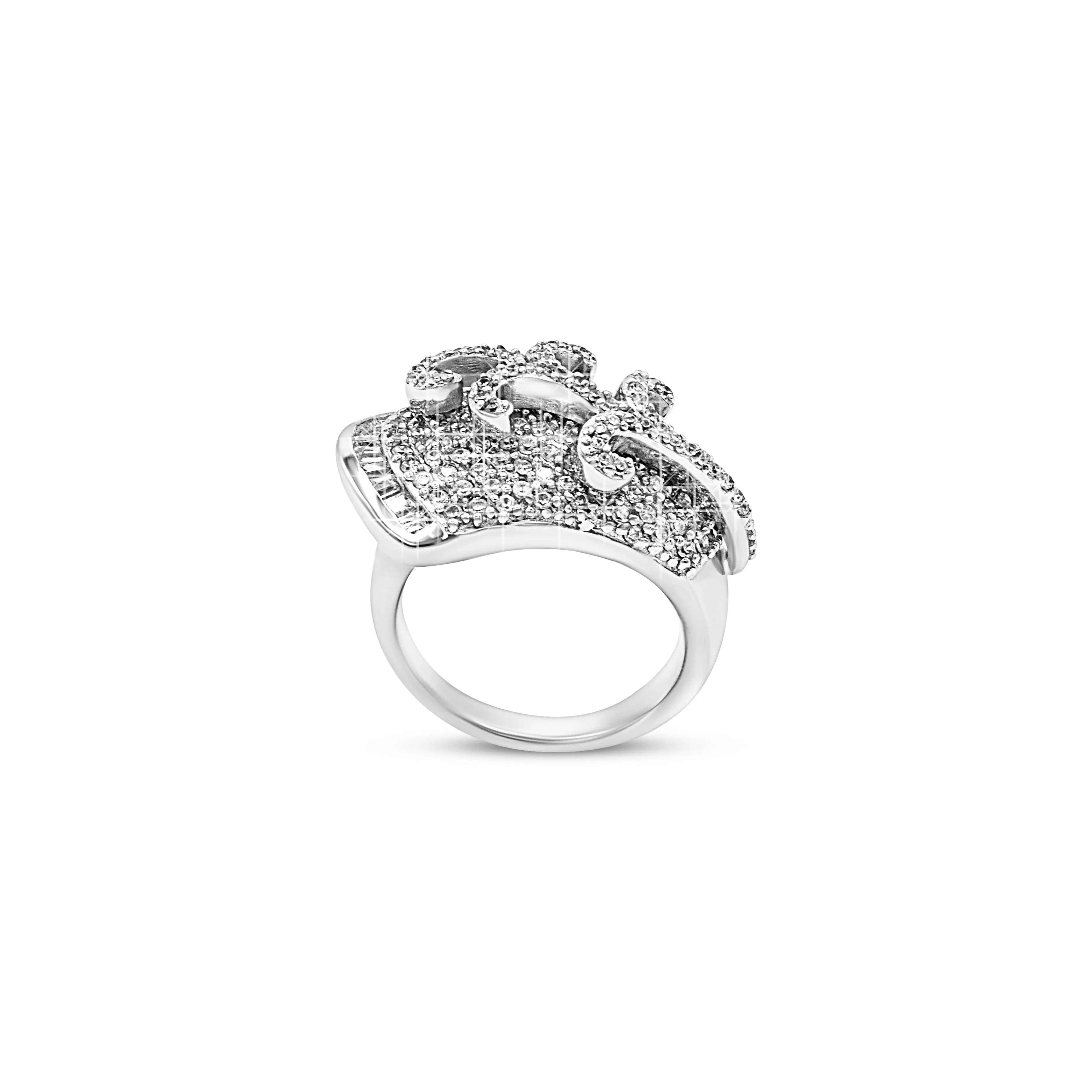 Dazzling Swirl Sterling Silver Ring