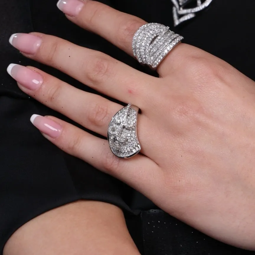 Dazzling Swirl Sterling Silver Ring