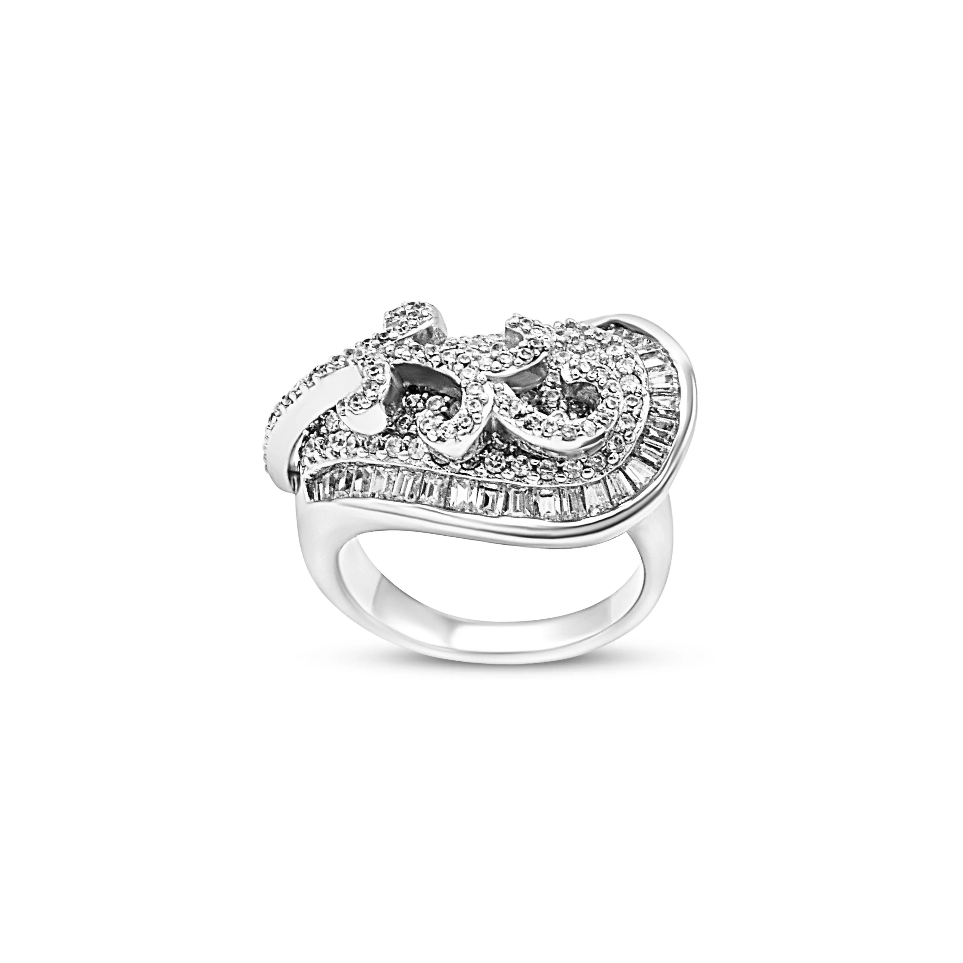 Dazzling Swirl Sterling Silver Ring