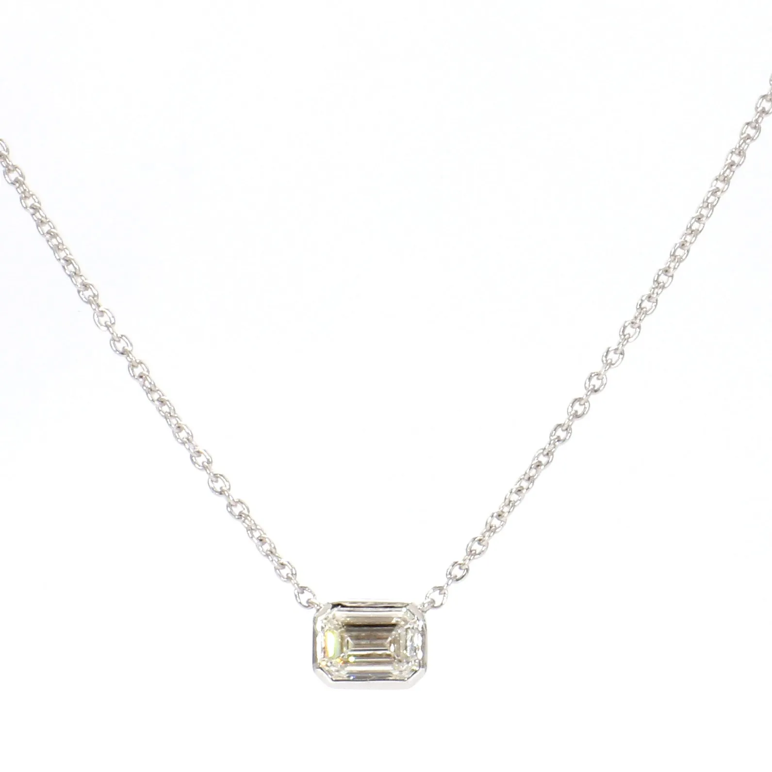 Delicate Bezel-Set Diamond & White Gold Necklace