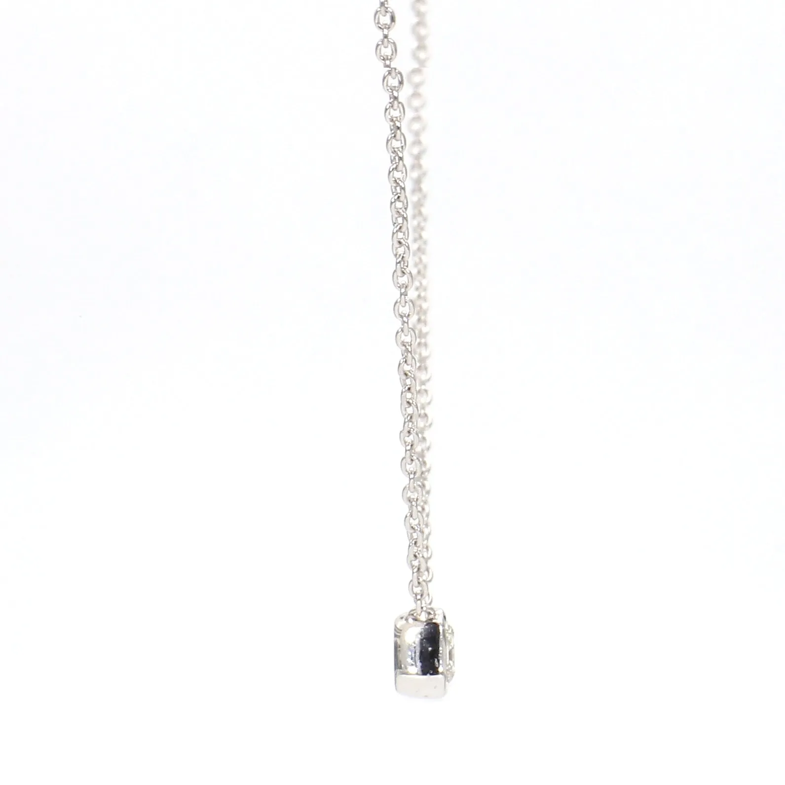 Delicate Bezel-Set Diamond & White Gold Necklace
