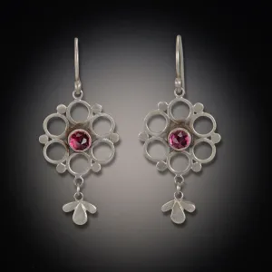 Delicate Garnet Mandala Earrings