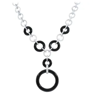 Diamond Black Onyx Gold Geometric Link Necklace