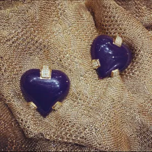 Dior heart purple clip on earrings