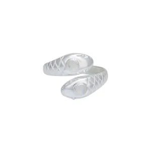 Double Headed Serpent Sterling Silver Rainbow Moonstone Ring