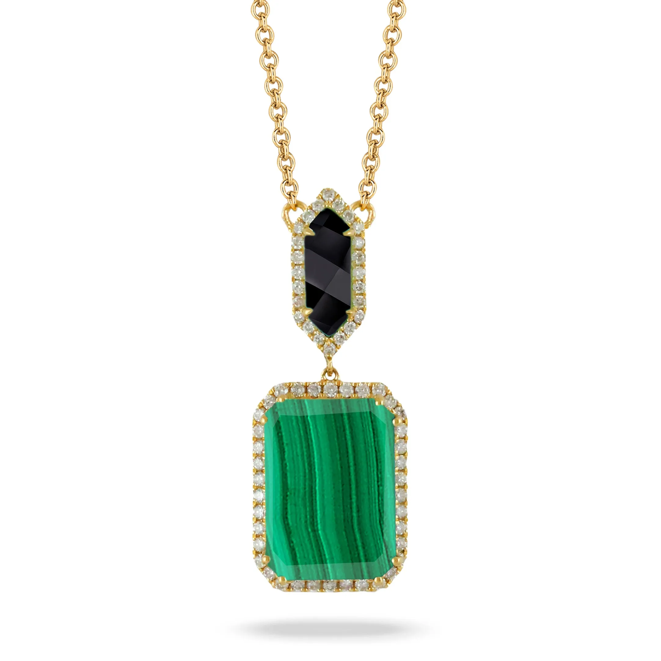 Doves Malachite and Black Onyx Necklace