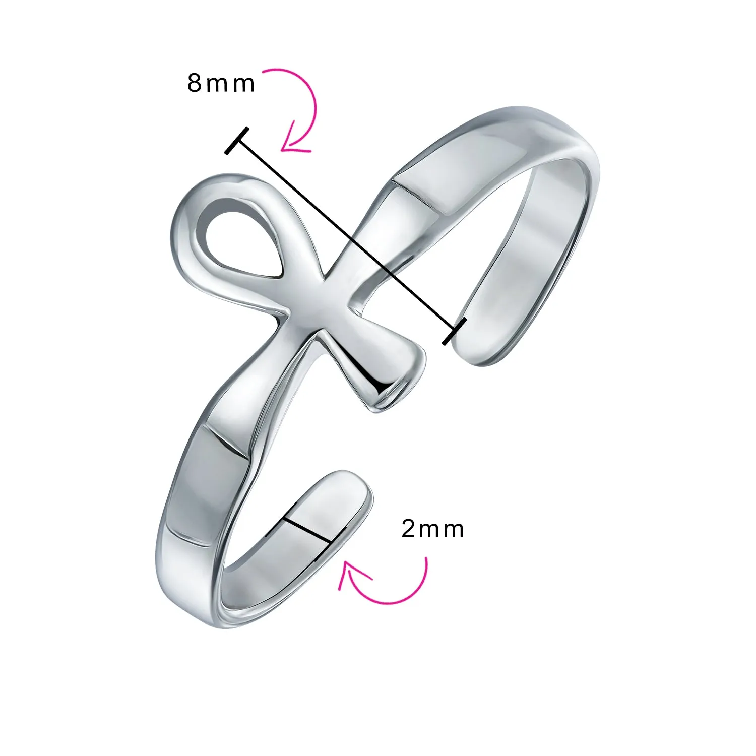 Egyptian Ankh Cross Religious Drop Stud Earrings Rose Gold .925 Silver