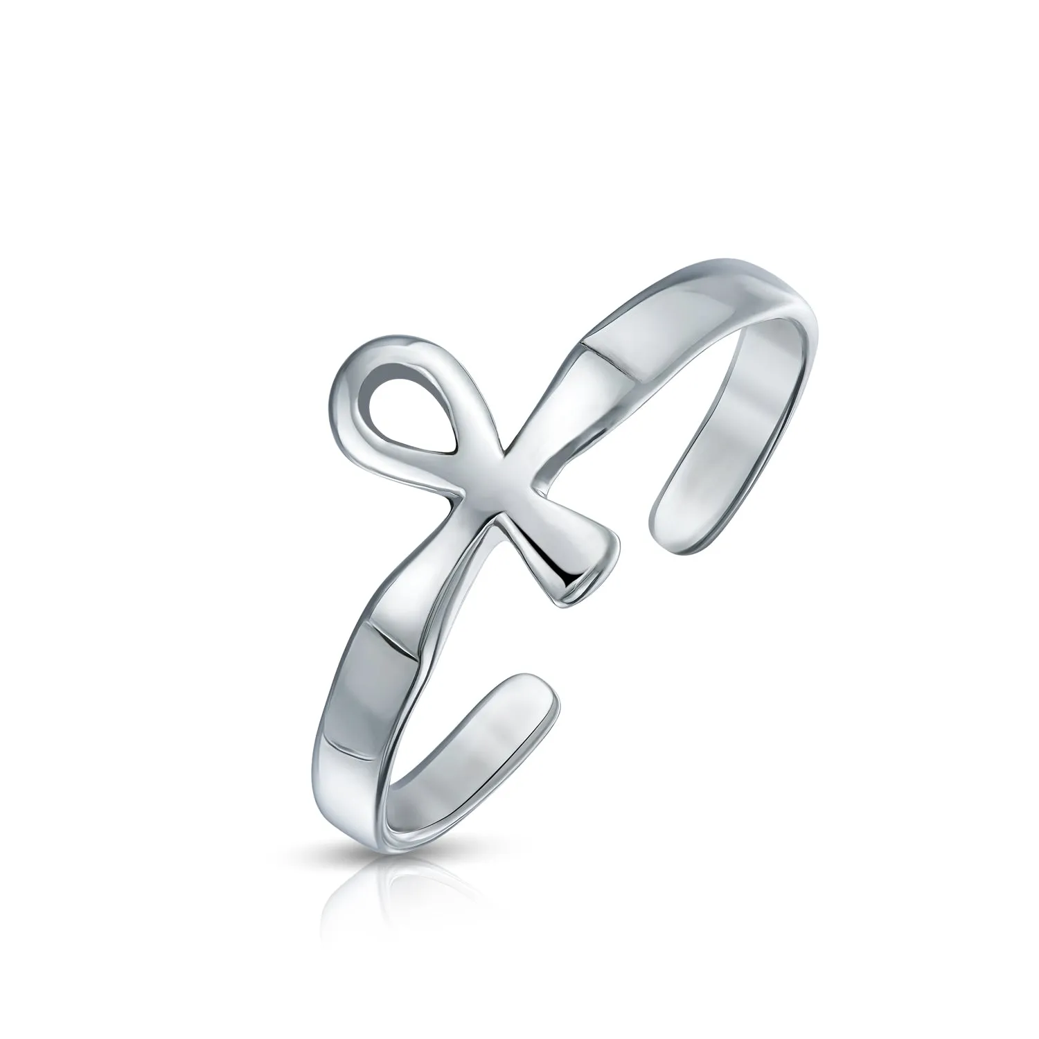 Egyptian Ankh Cross Religious Drop Stud Earrings Rose Gold .925 Silver