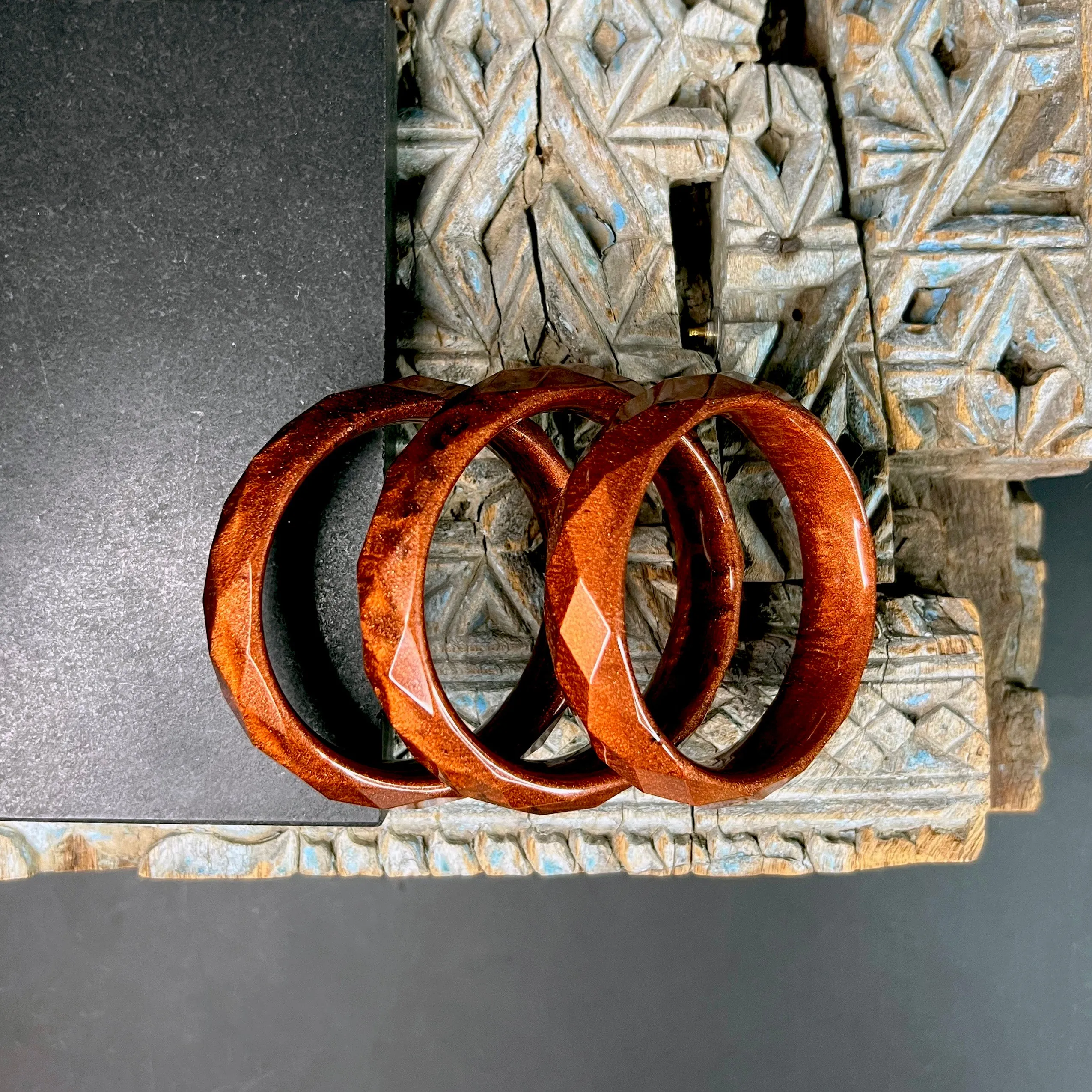 Ella Faceted Bangle in Amber
