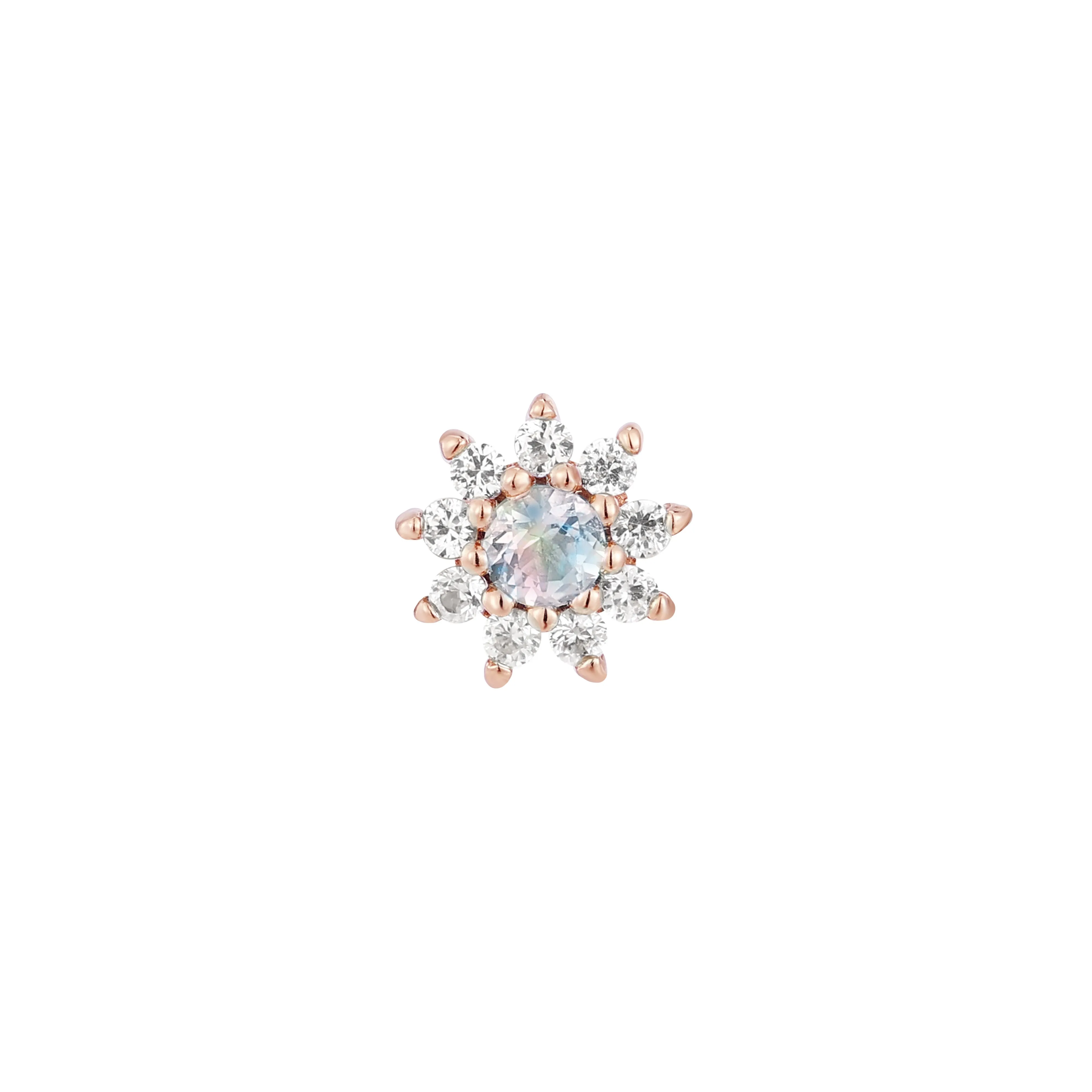 Eloise Flower - Rainbow Moonstone  - Threadless End