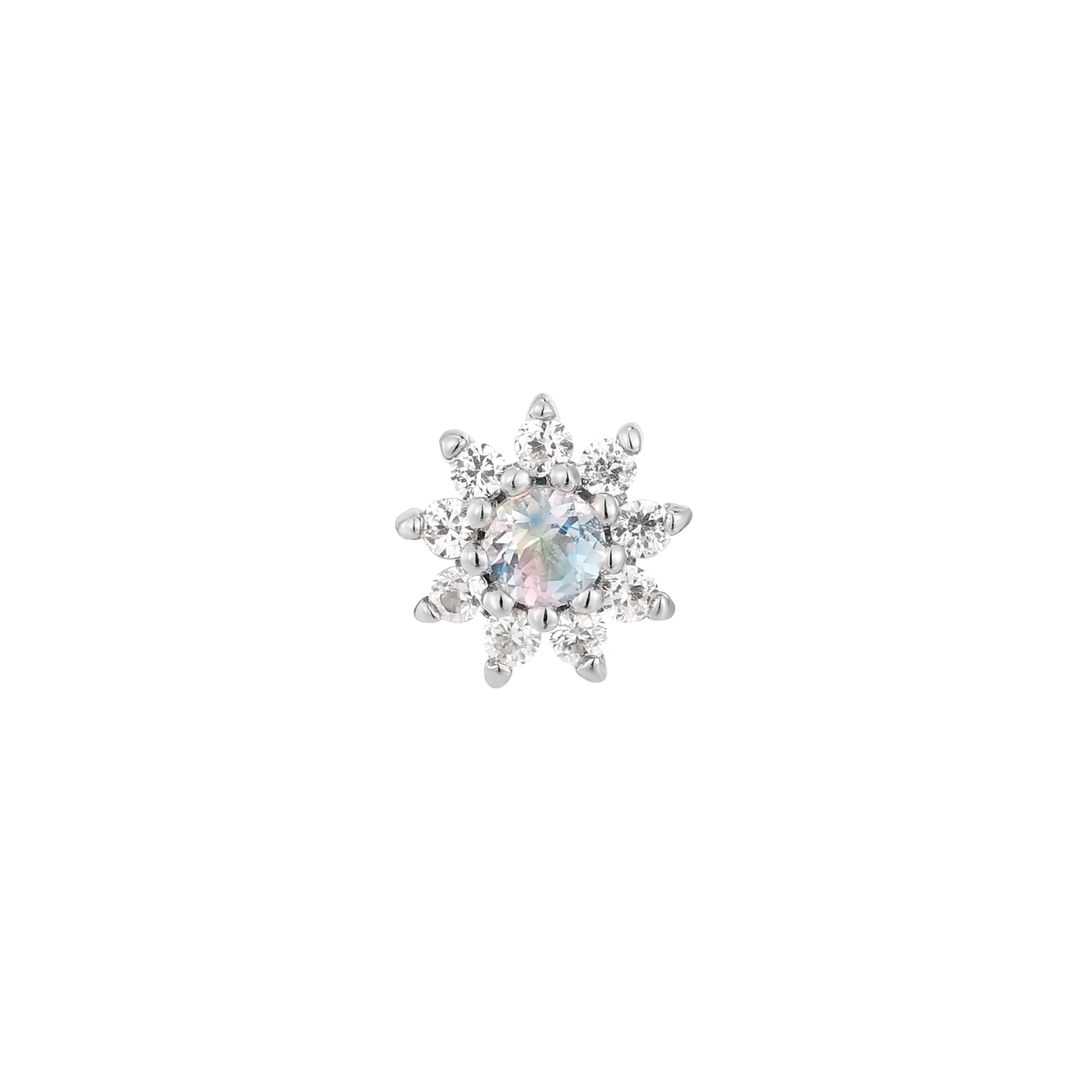 Eloise Flower - Rainbow Moonstone  - Threadless End