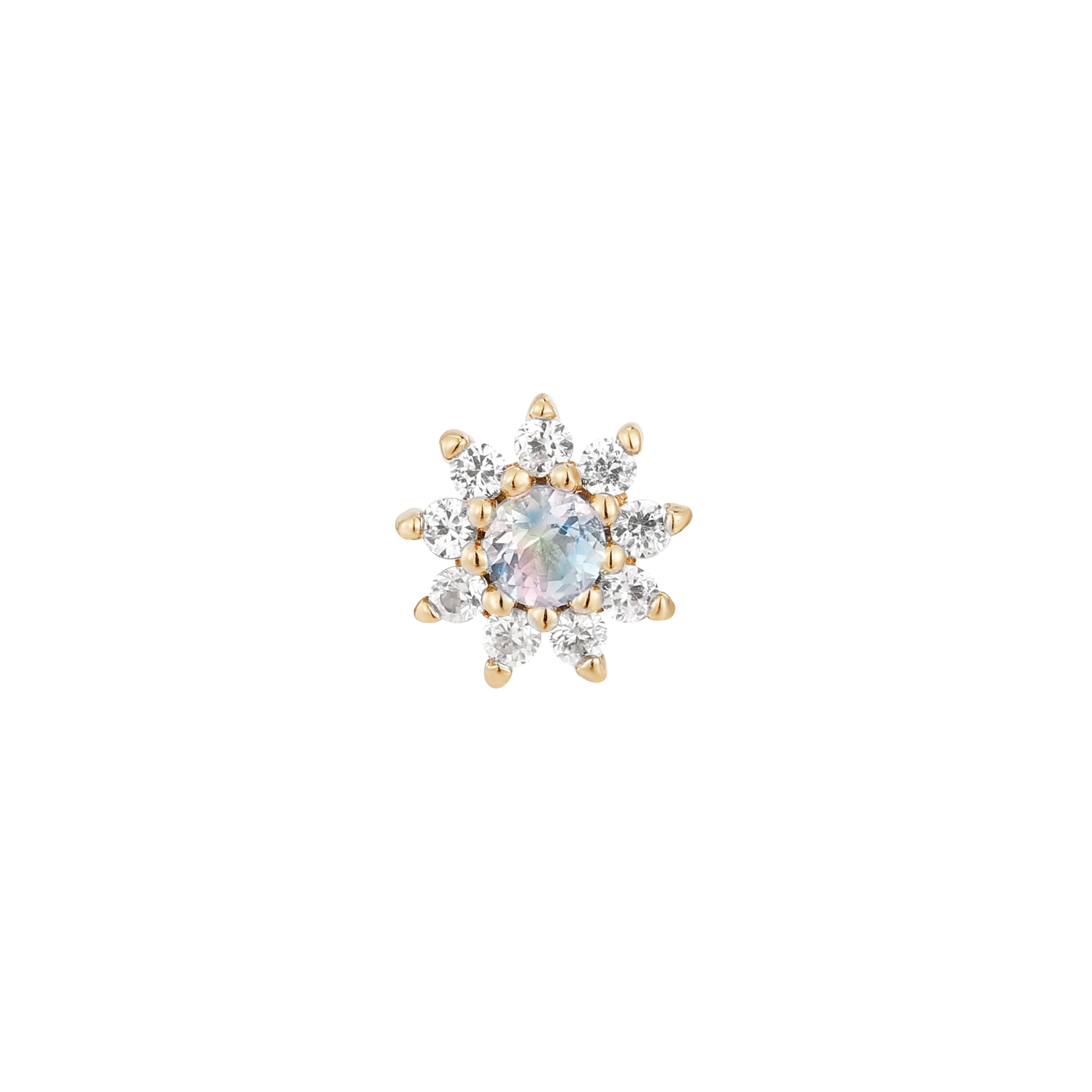 Eloise Flower - Rainbow Moonstone  - Threadless End