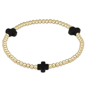 Enewton signature cross gold pattern 3mm bead bracelet onyx