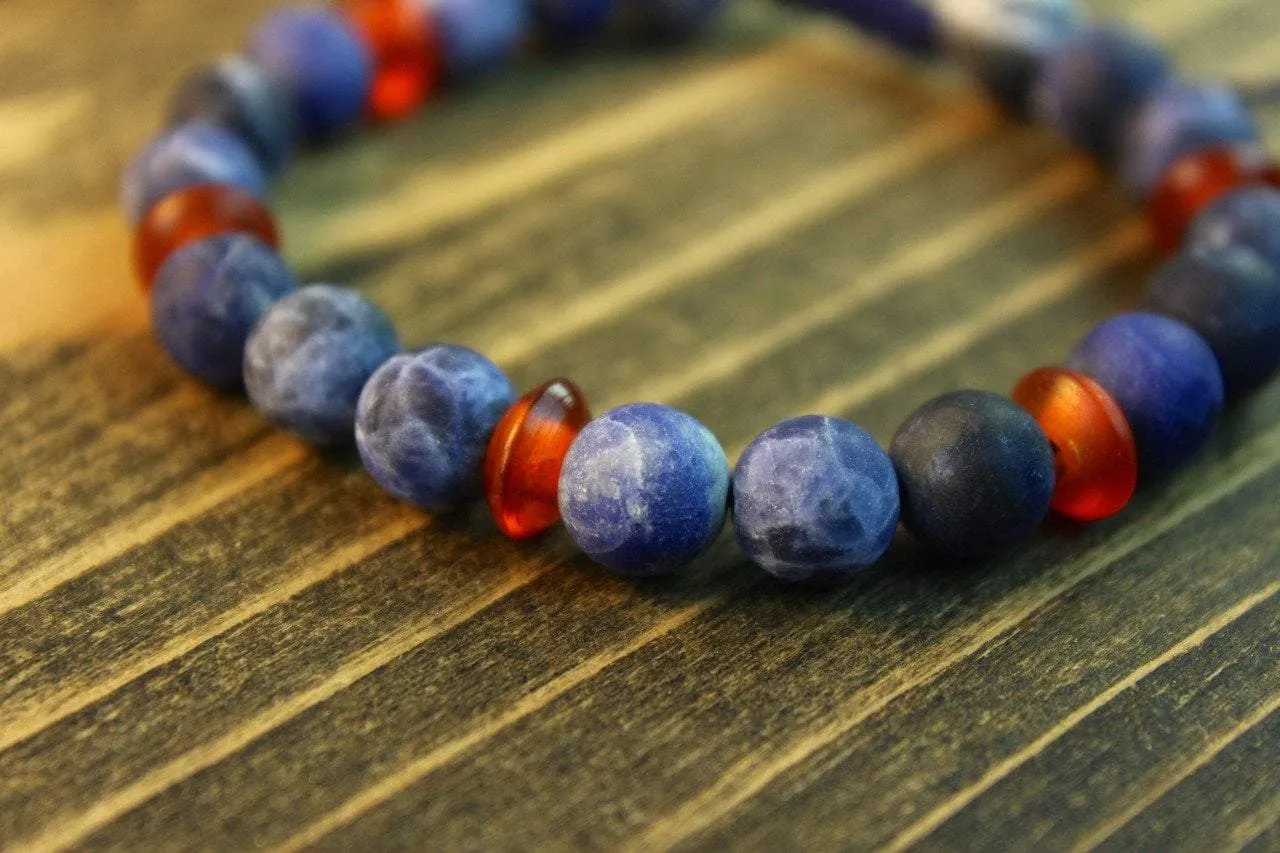 Enlightening Lapis and Horn Bead Wrist Mala