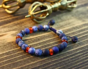 Enlightening Lapis and Horn Bead Wrist Mala