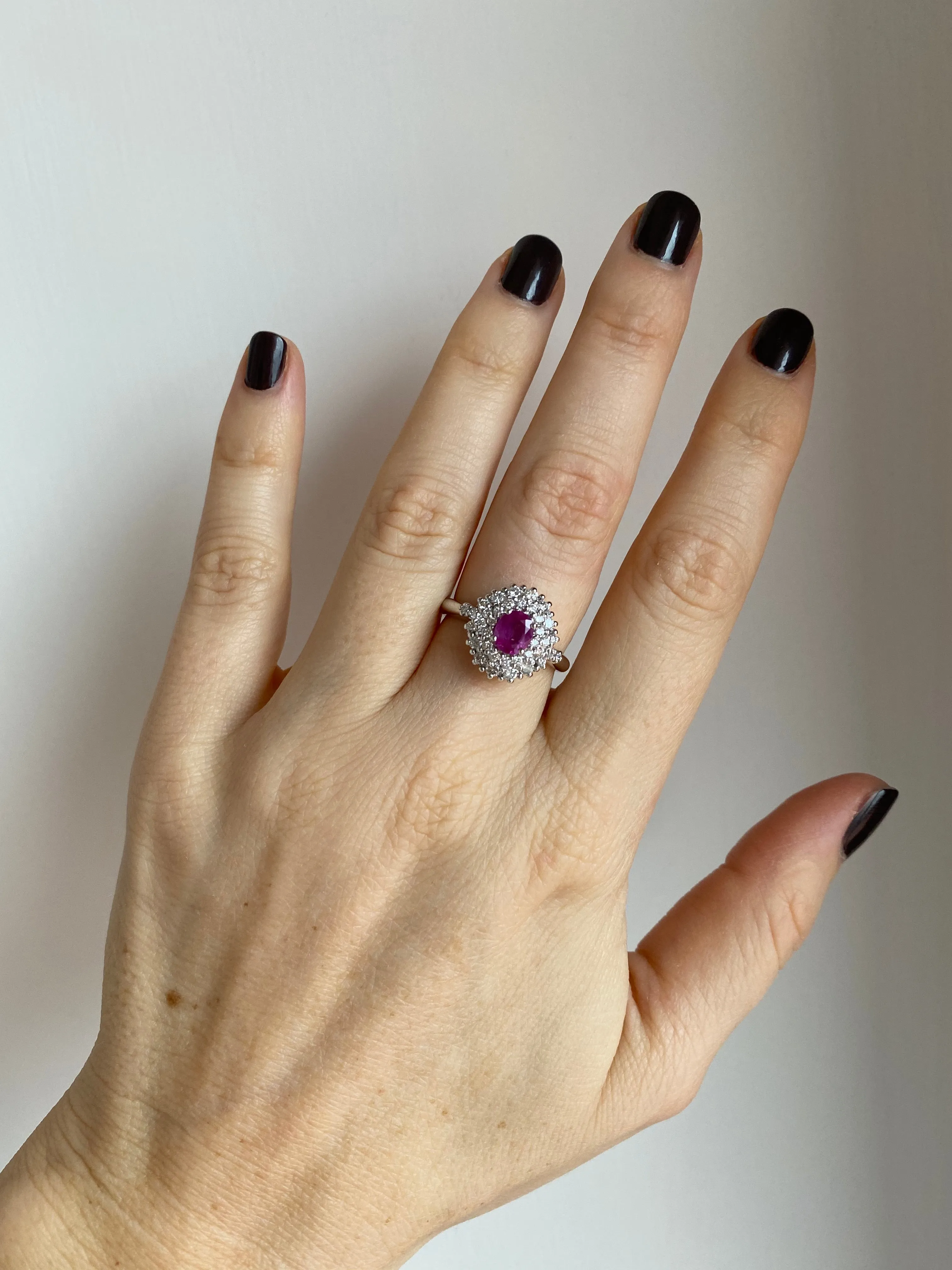 Estate Italian Ruby Diamond Engagement Ring
