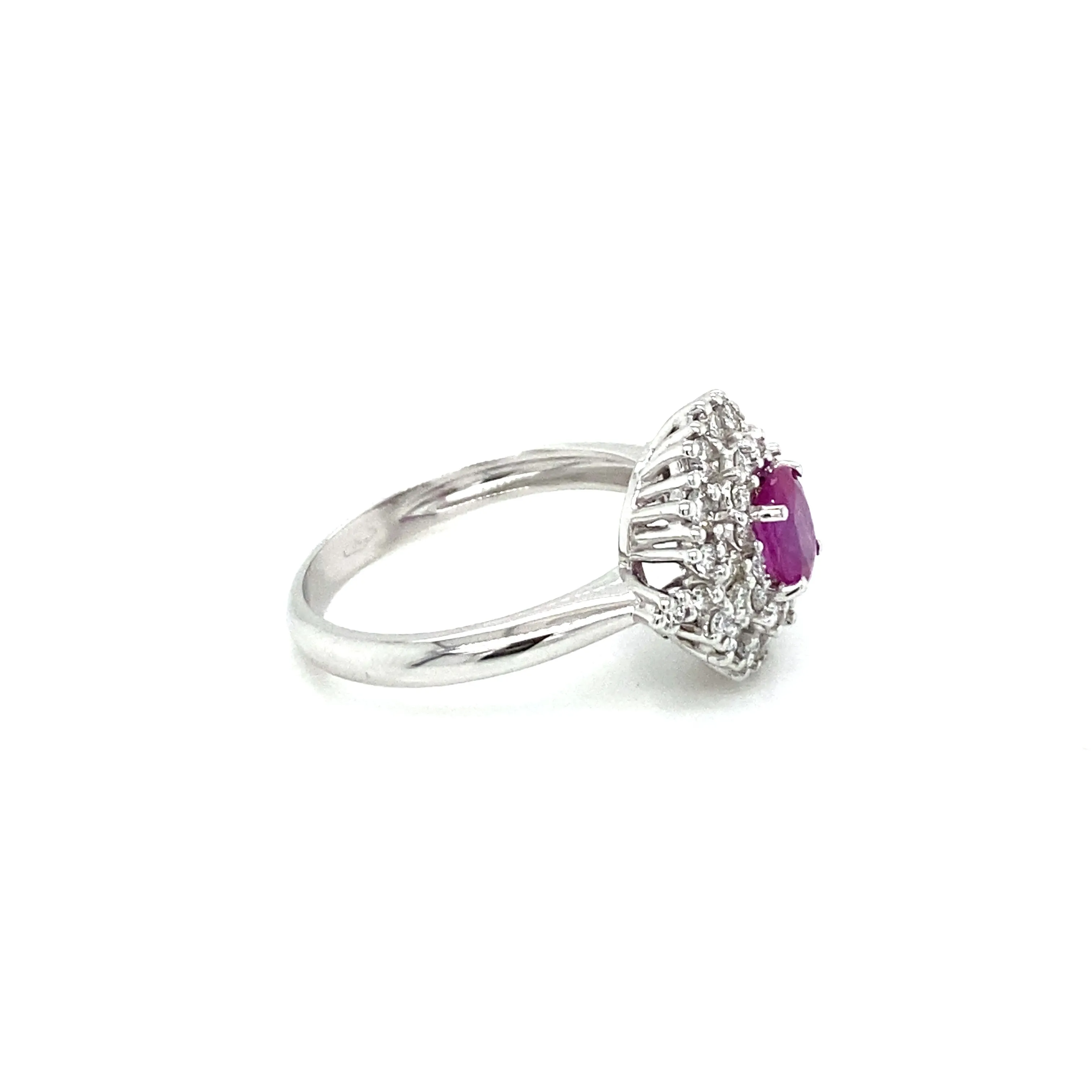 Estate Italian Ruby Diamond Engagement Ring