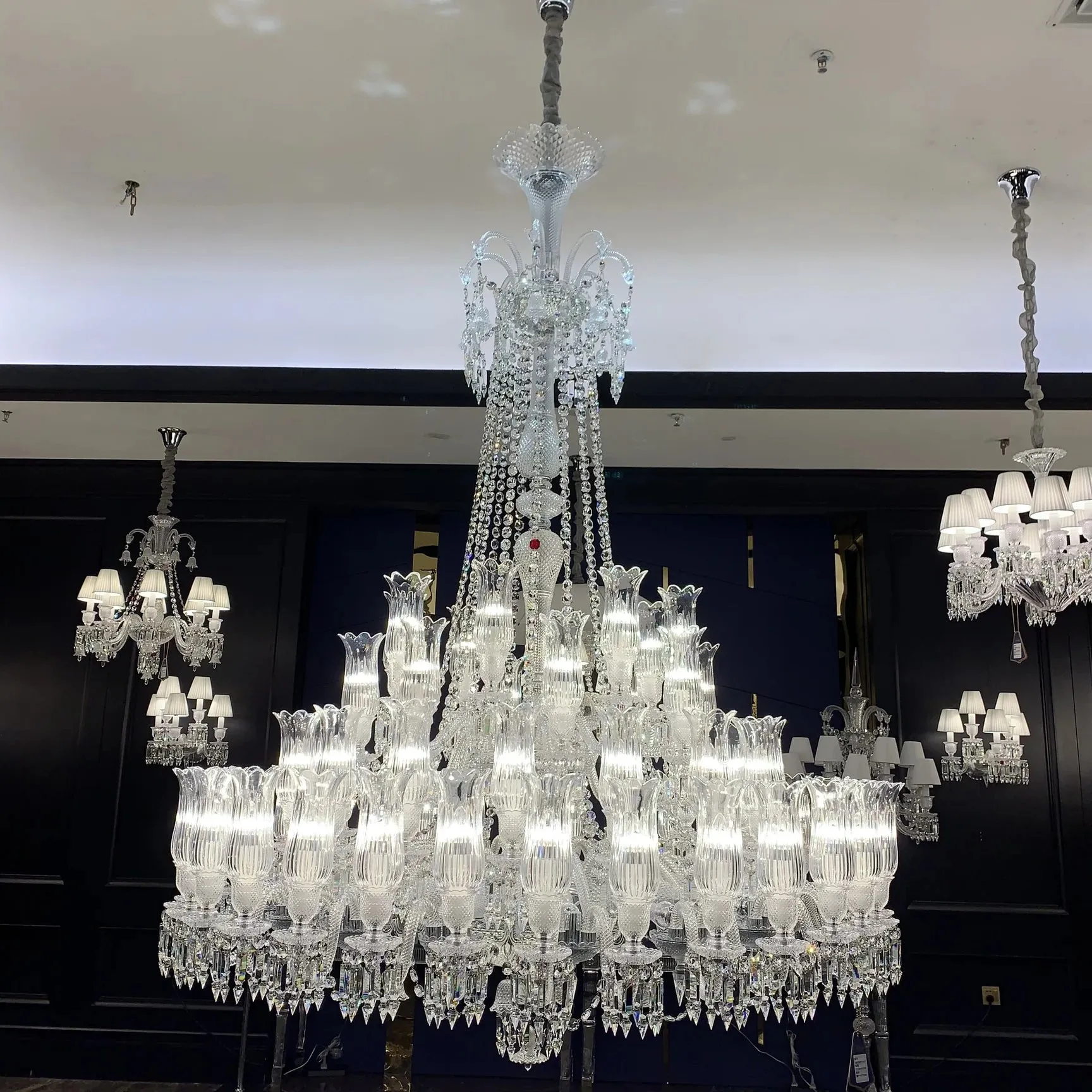 Extra Large French-style Romantic Flower Branch Art Crystal Chandelier Multi-layers Chrome Crystal Light for Big Foyer/Staircase/Hallway