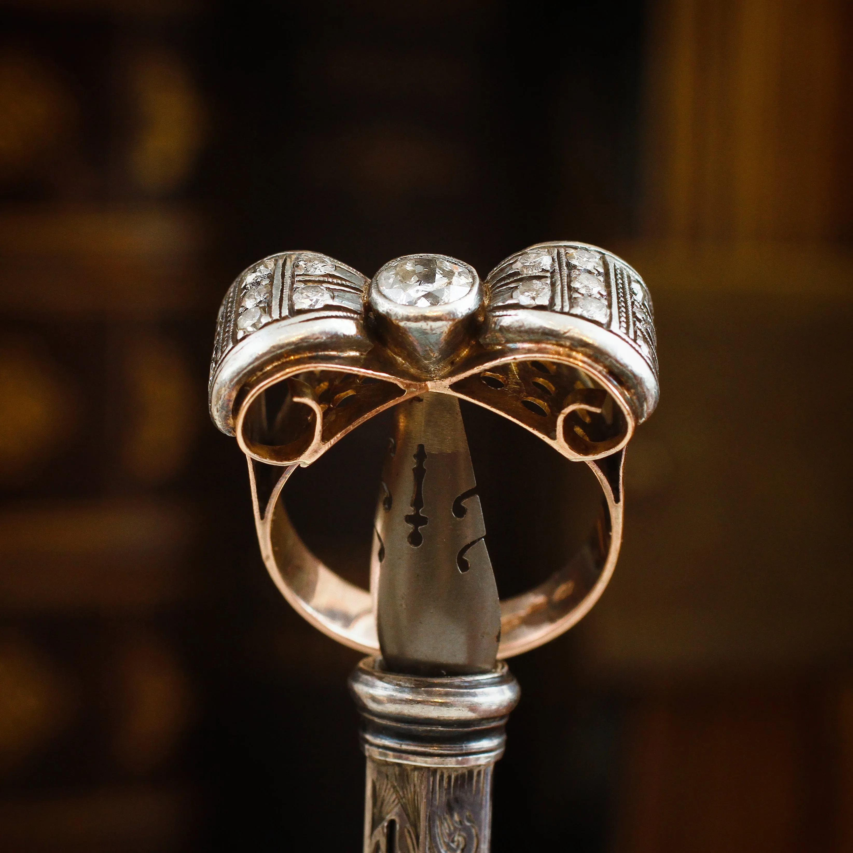 Extravagantly Glamorous Bling!! Vintage 1940's Diamond Cocktail Ring
