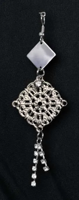 Filigree Hijab Pin #9  in Silver Tone