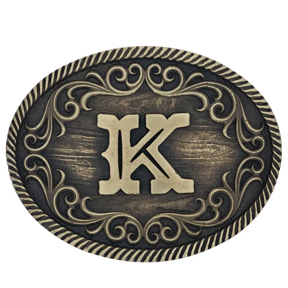 Filigree Initial K Attitude Belt Buckle