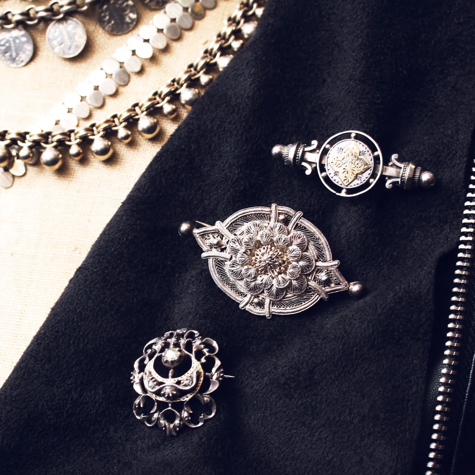 Finest Antique Silver Filigree Brooch