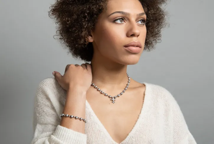 Fleur de Lis Pearl Moonstone Necklace
