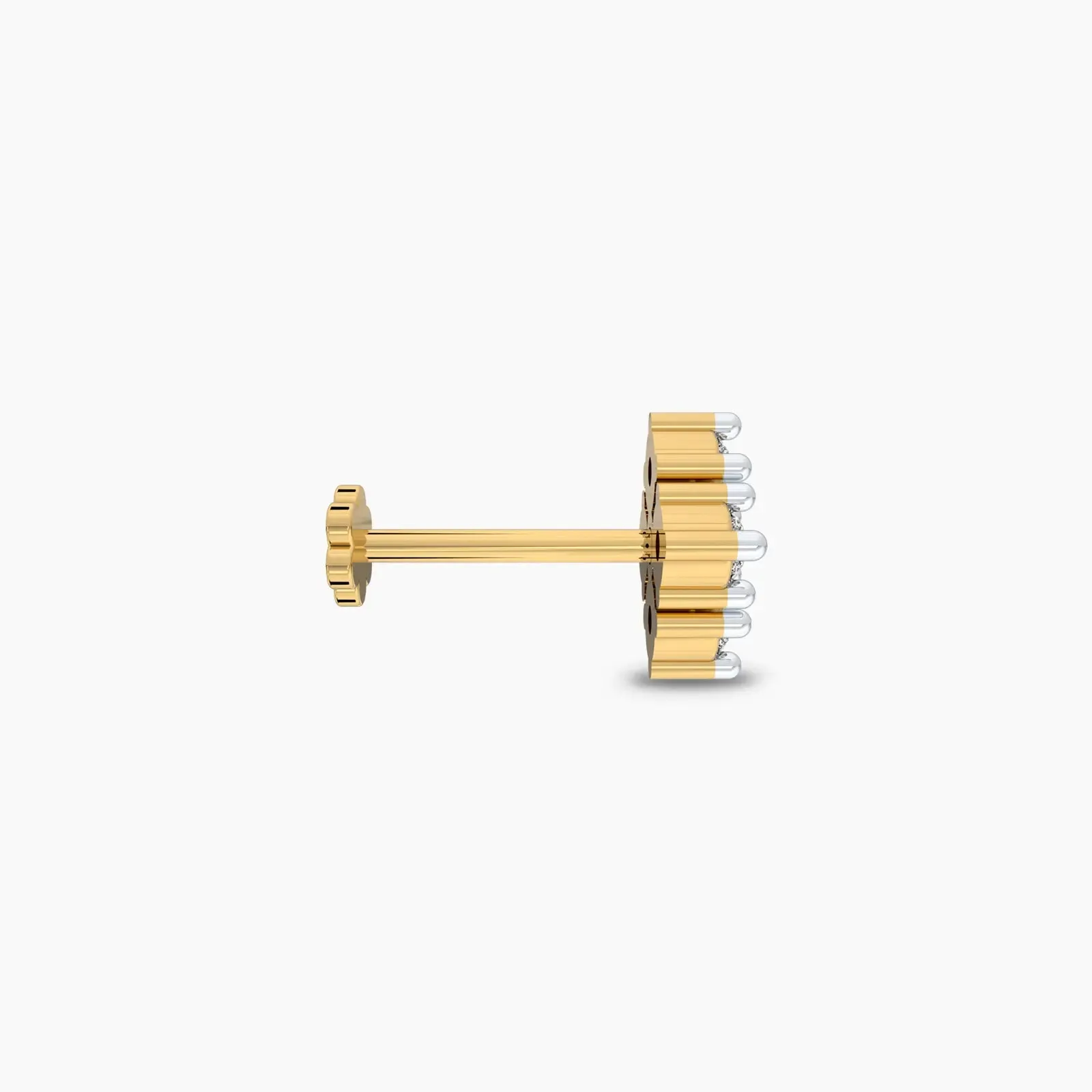 Four Stone Yellow Gold Diamond Nose Stud