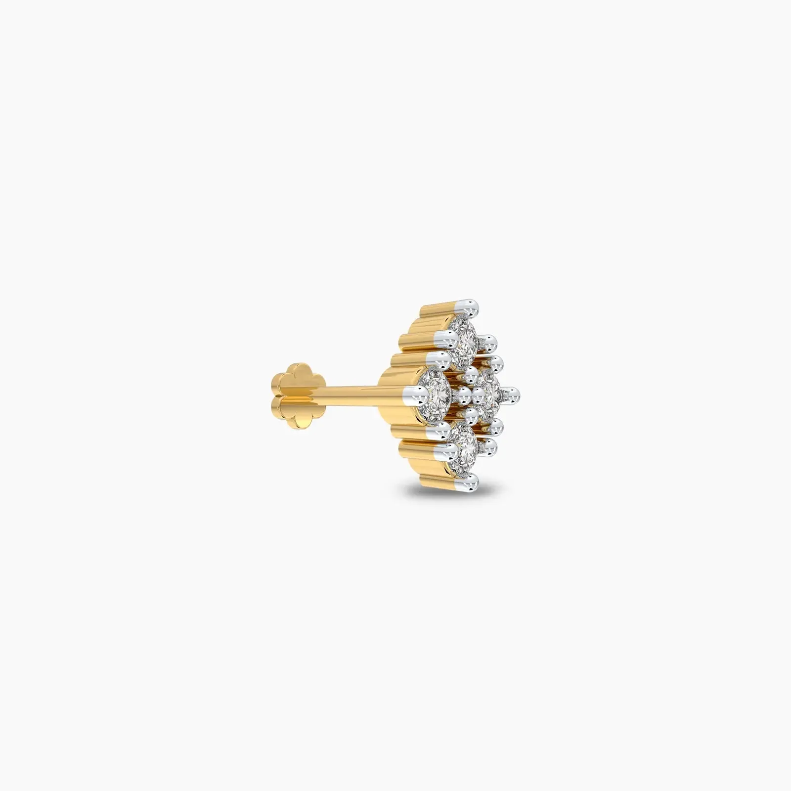 Four Stone Yellow Gold Diamond Nose Stud