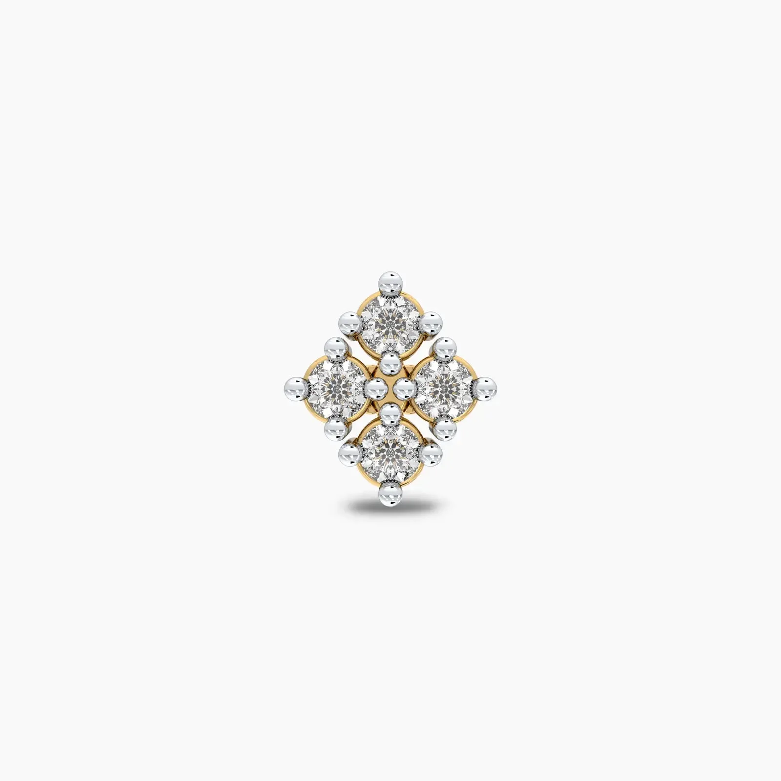 Four Stone Yellow Gold Diamond Nose Stud