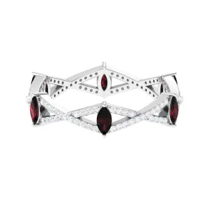 Garnet and Diamond Crossover Eternity Ring