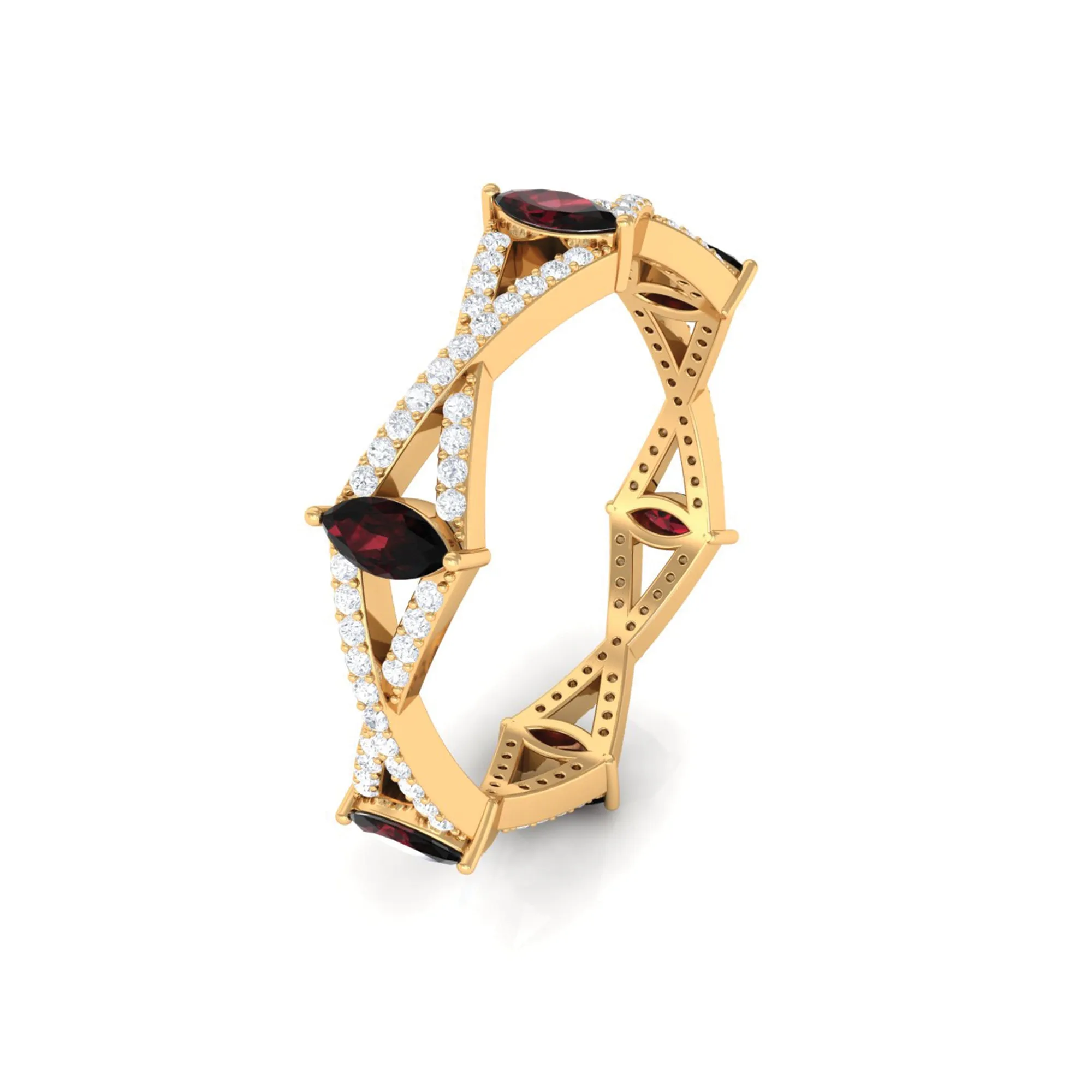 Garnet and Diamond Crossover Eternity Ring