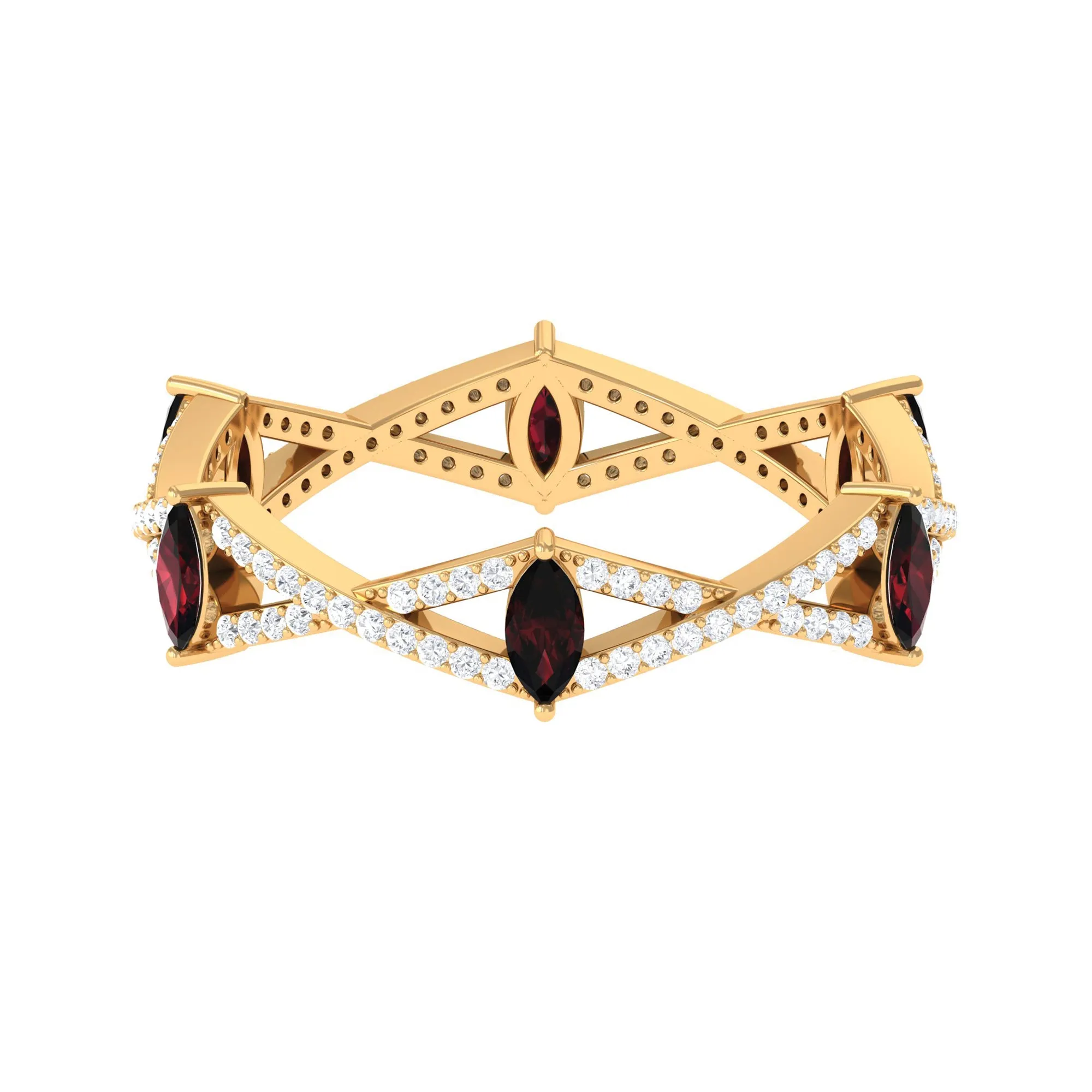 Garnet and Diamond Crossover Eternity Ring