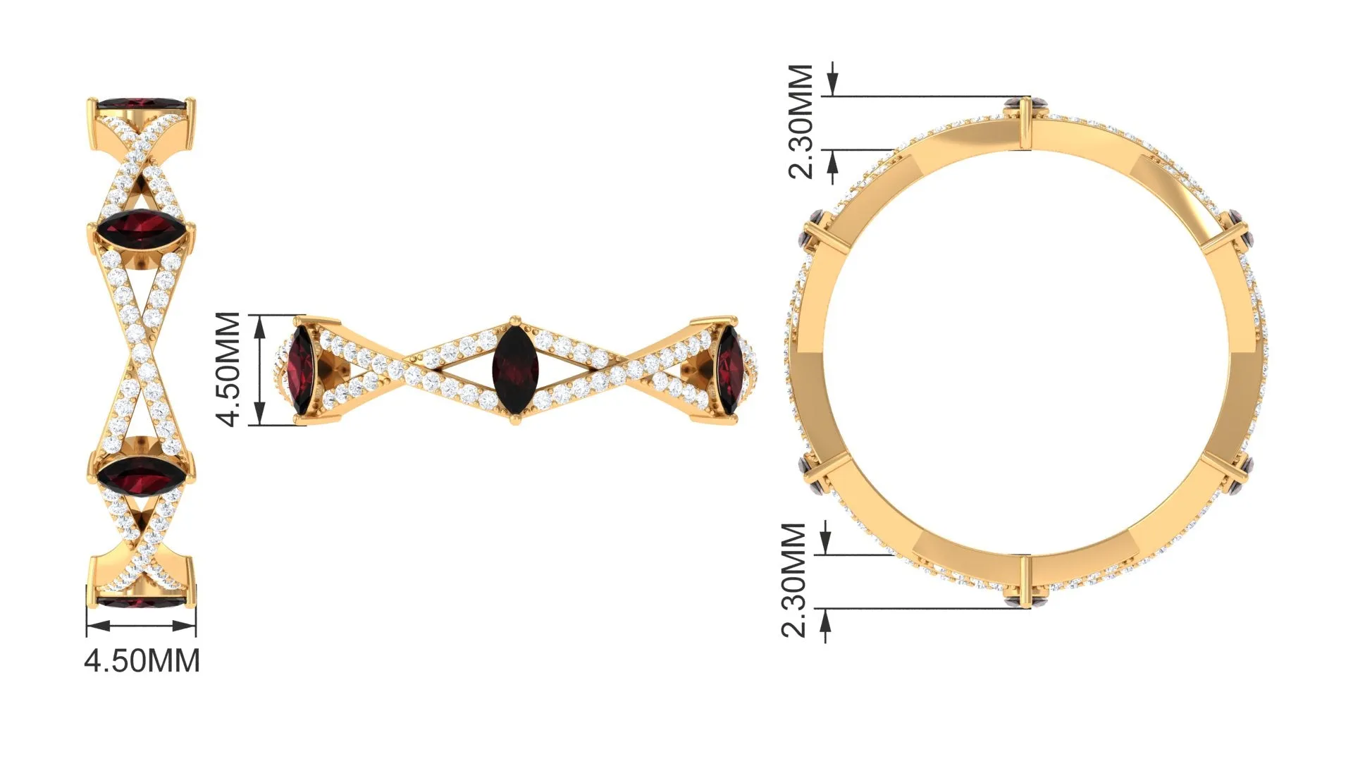 Garnet and Diamond Crossover Eternity Ring