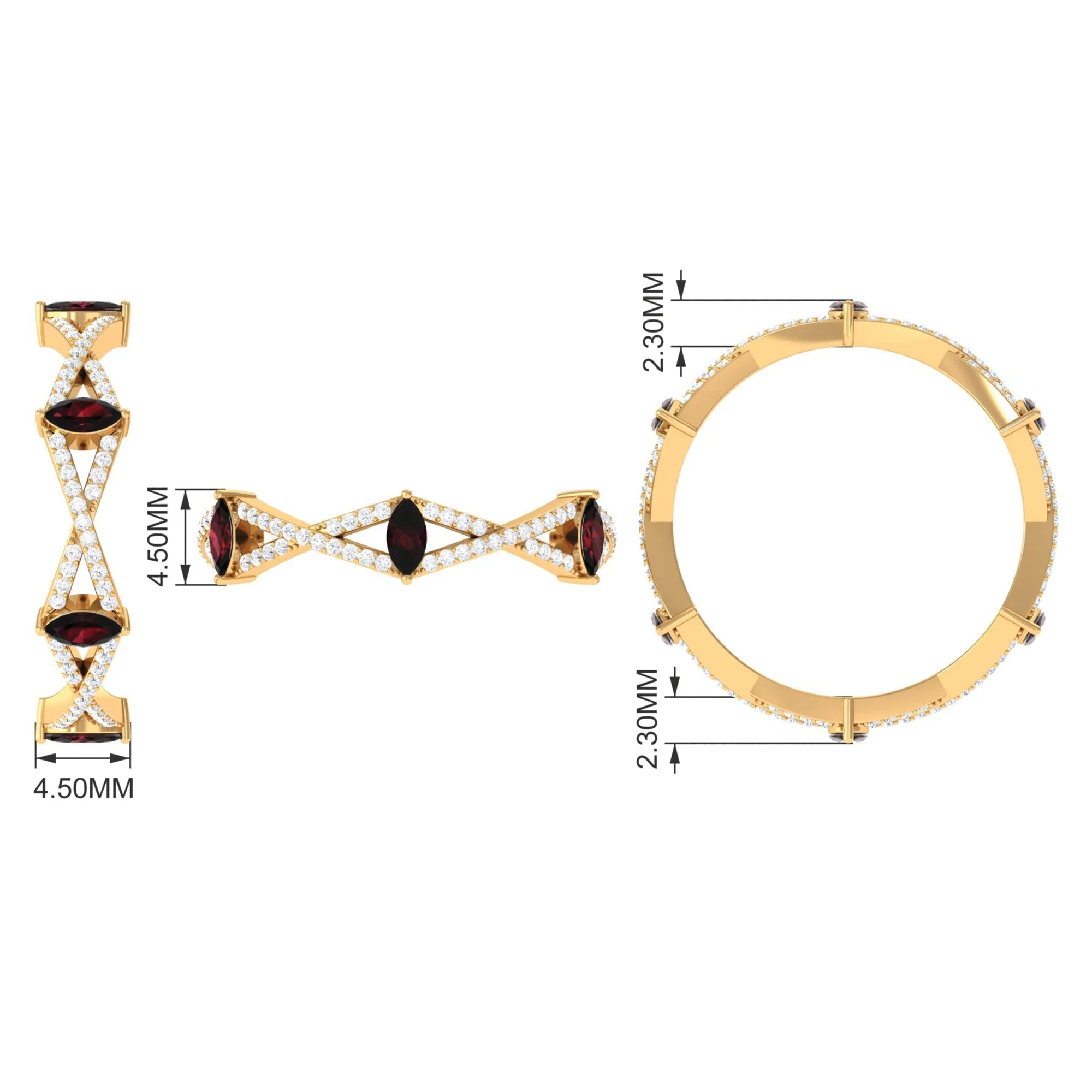 Garnet and Diamond Crossover Eternity Ring