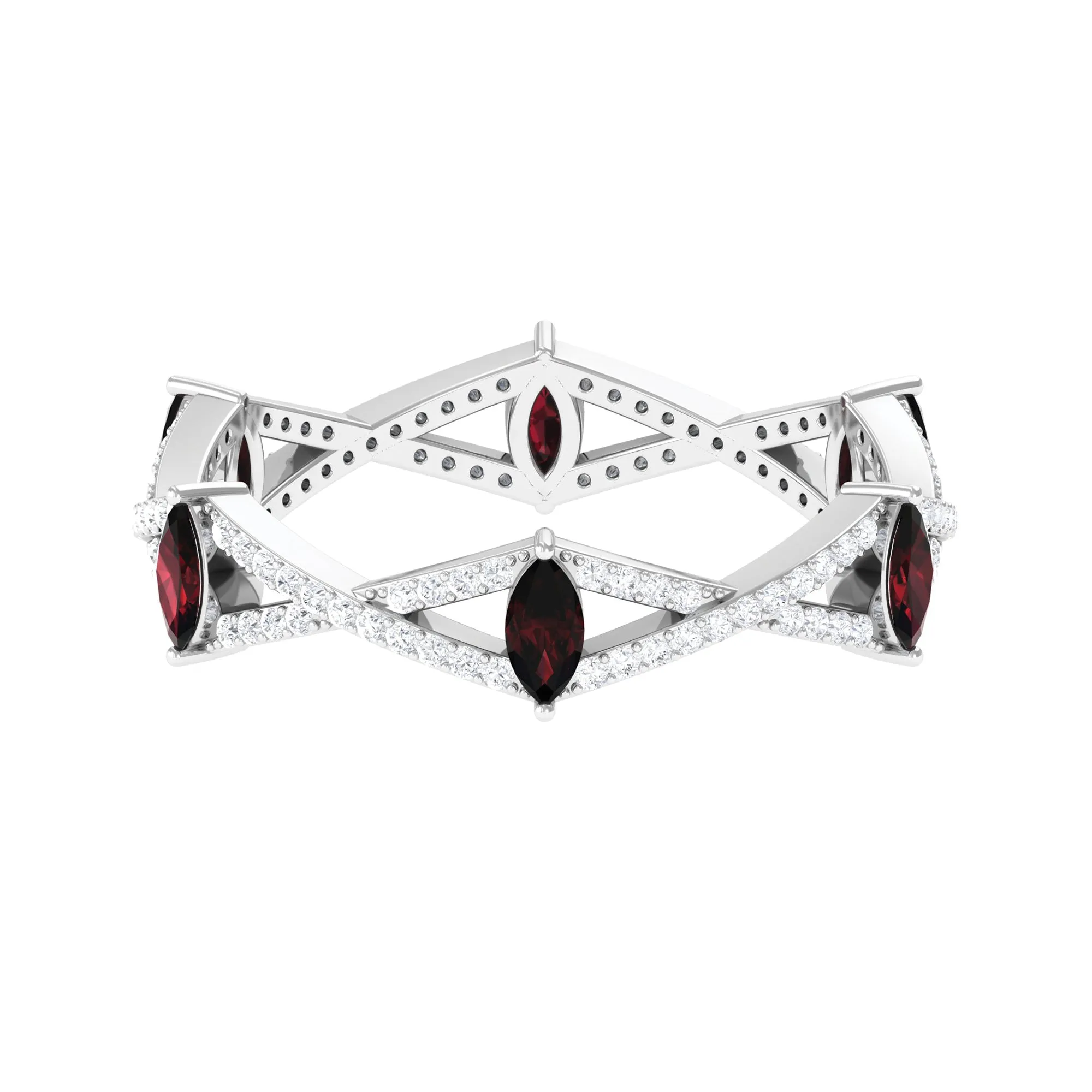 Garnet and Diamond Crossover Eternity Ring