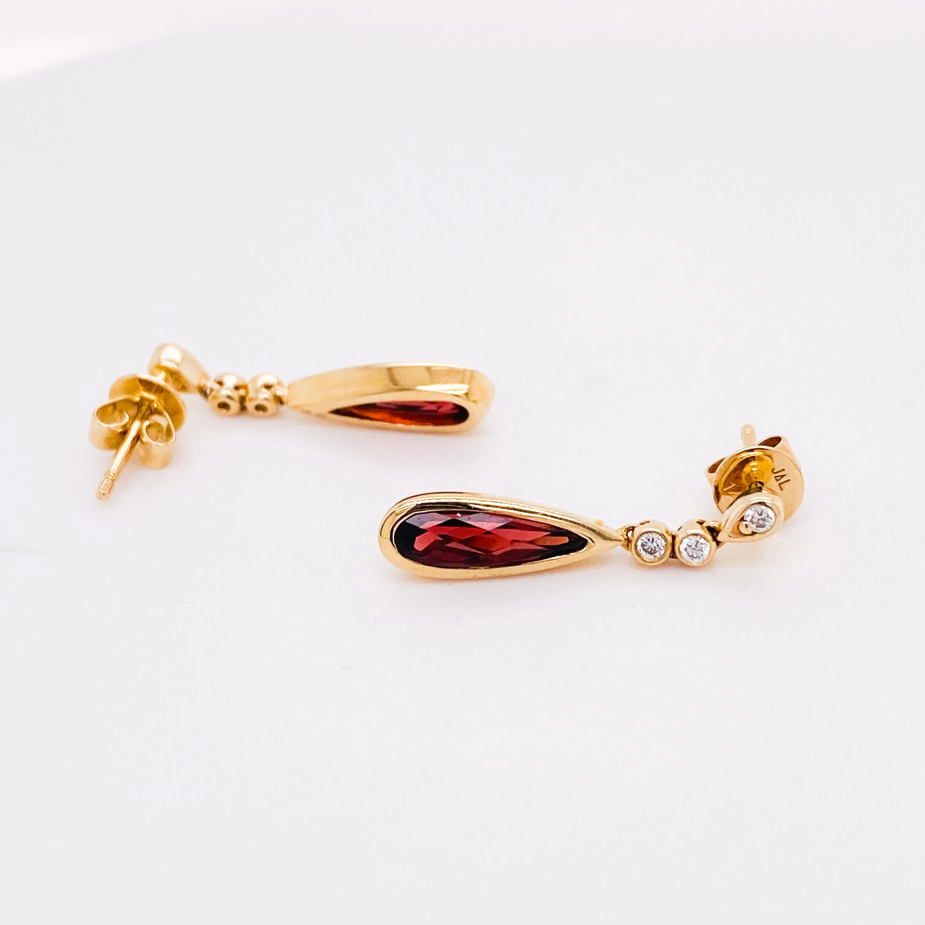 Garnet and Diamond Drop Earrings