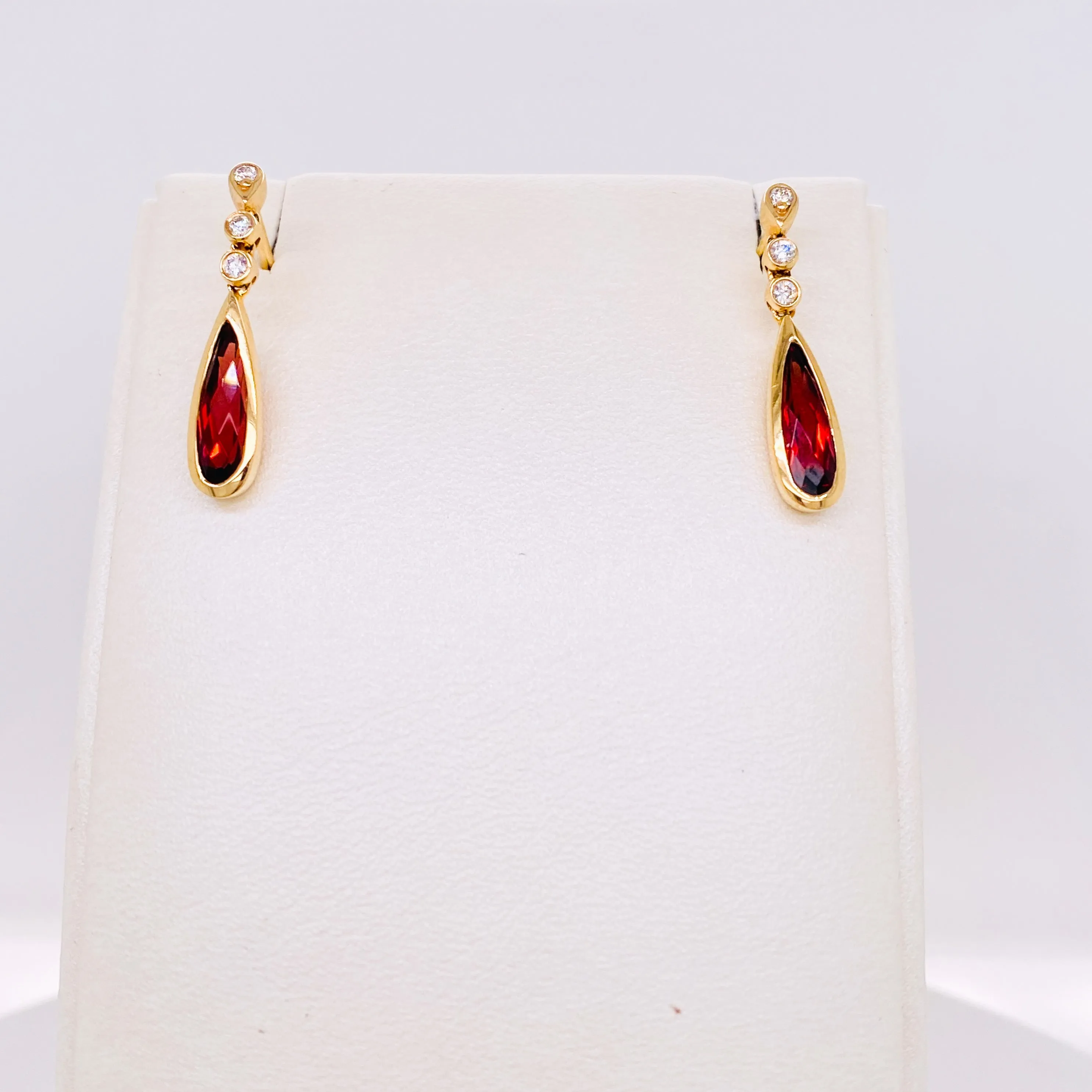 Garnet and Diamond Drop Earrings