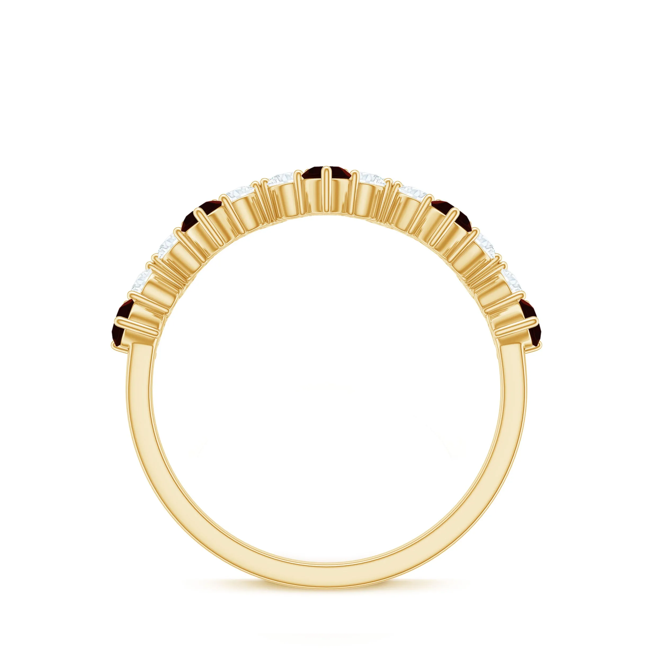 Garnet and Diamond Half Eternity Zigzag Ring