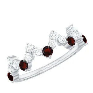 Garnet and Diamond Half Eternity Zigzag Ring