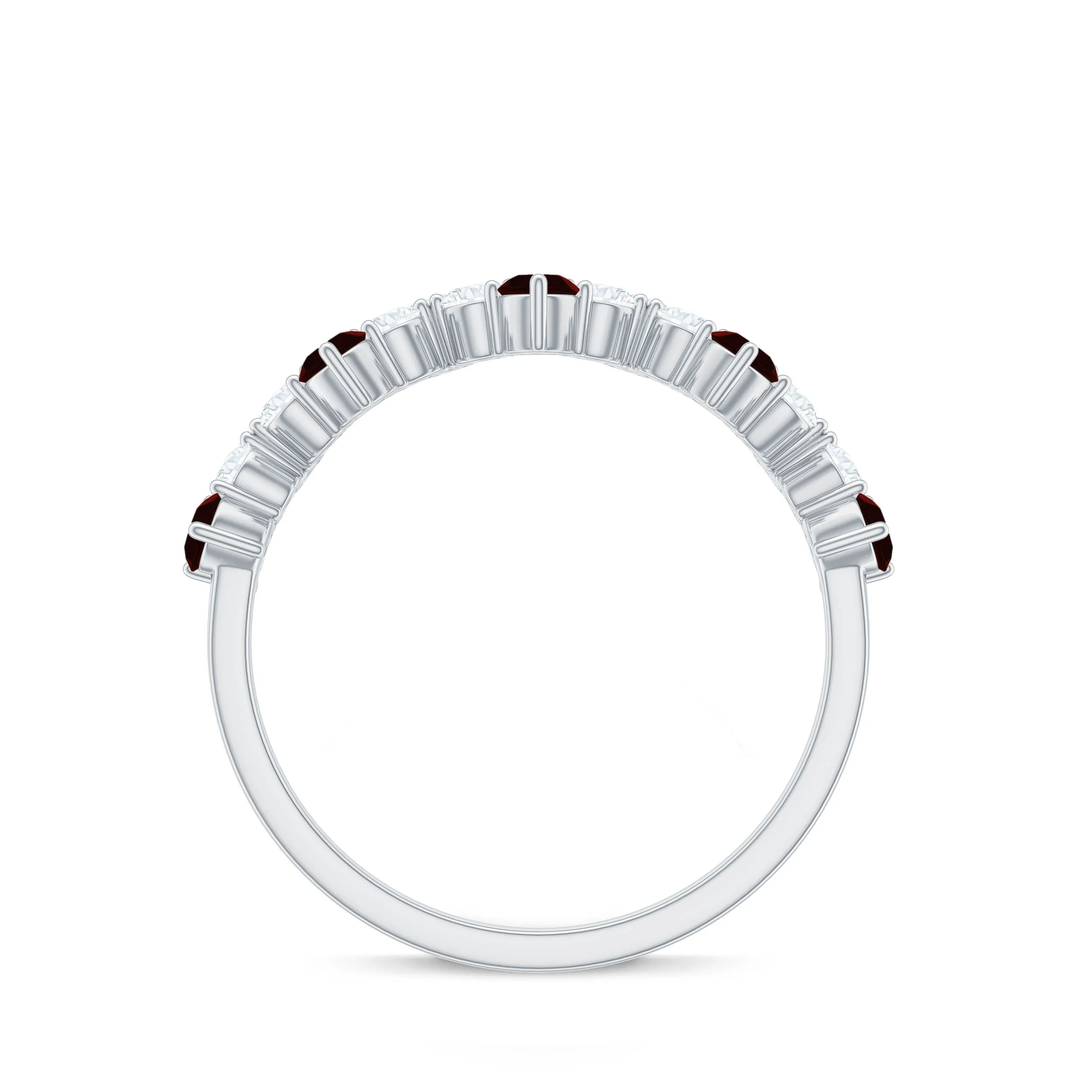 Garnet and Diamond Half Eternity Zigzag Ring