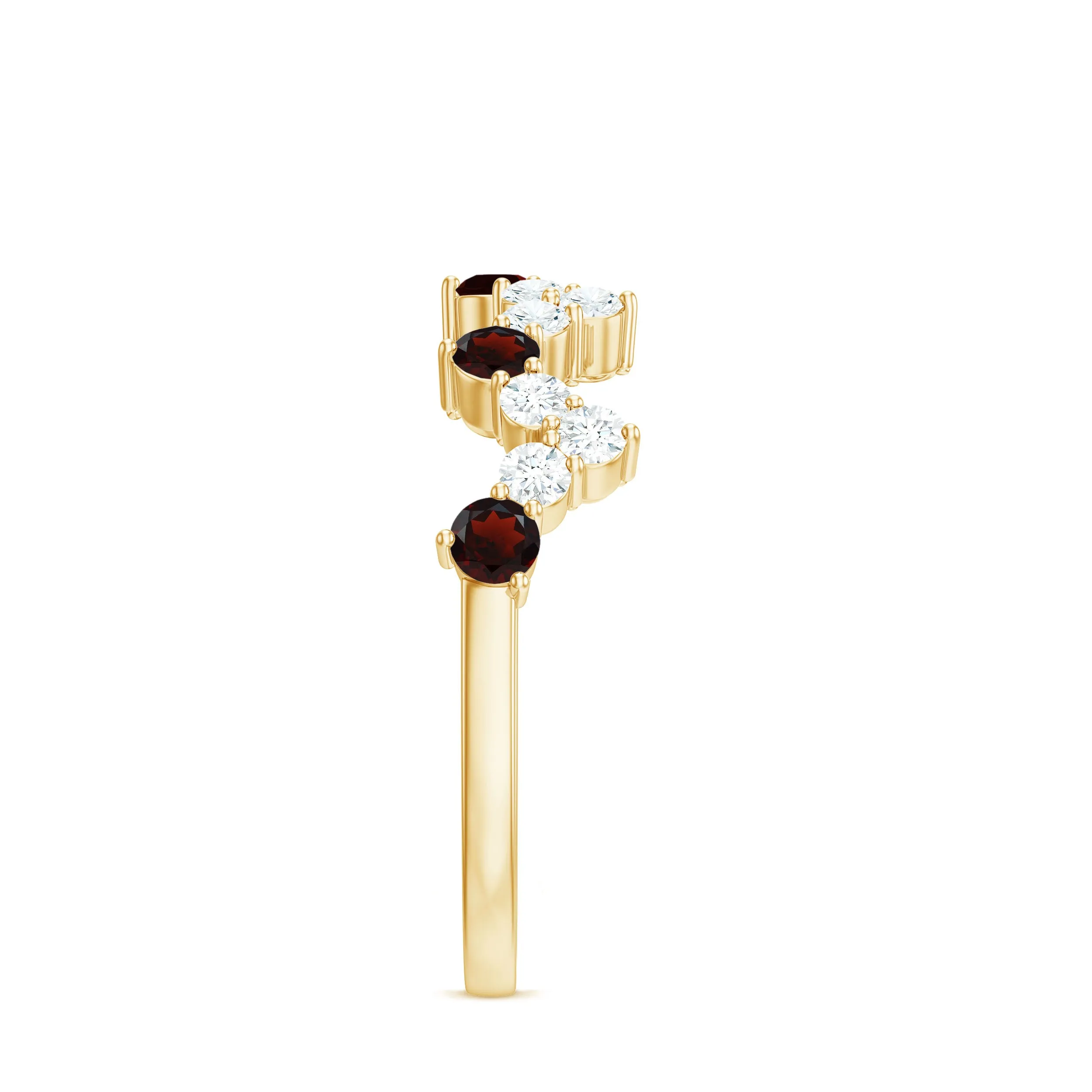 Garnet and Diamond Half Eternity Zigzag Ring