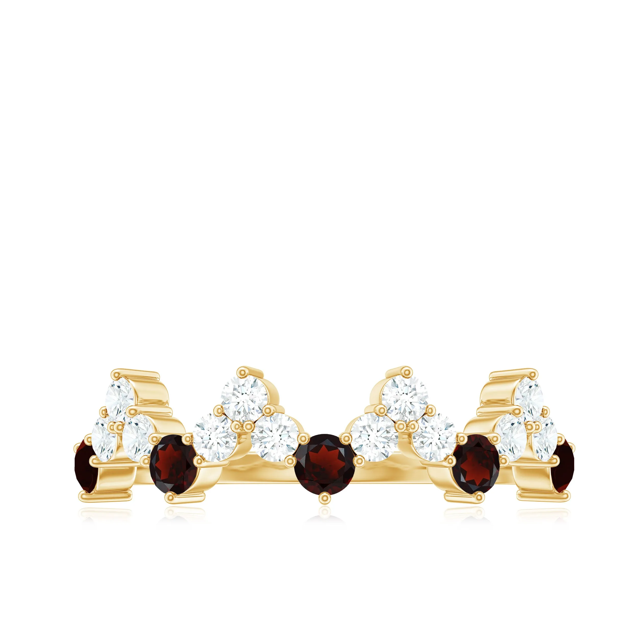 Garnet and Diamond Half Eternity Zigzag Ring
